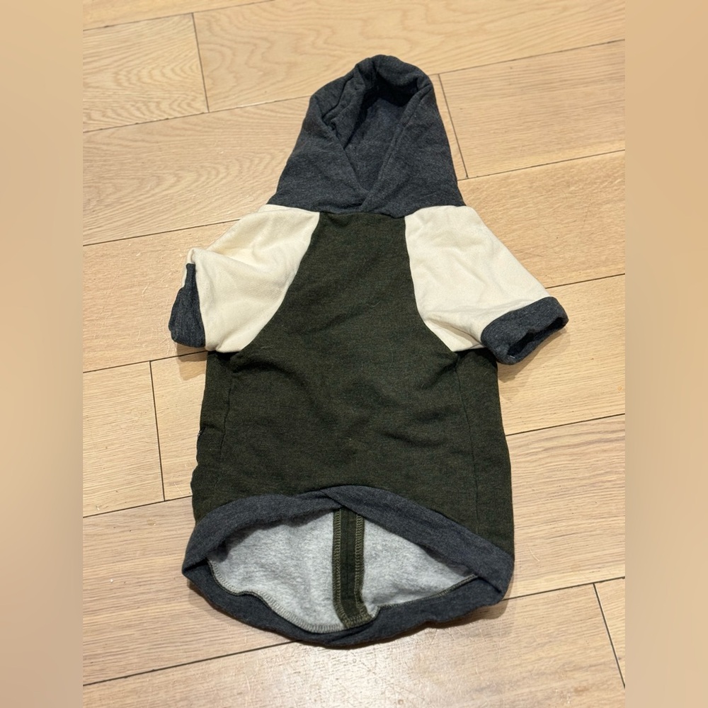 Love Thy Beast Sporty Gray, Cream, and Hunter Green Dog Hoodie